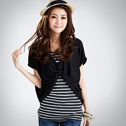 【衣芙日系】兩件式扭結上衣+條紋背心(共4色)