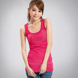 【衣芙日系】搶眼鬥豔閃亮細鑽石羅紋長版背心(共7色)