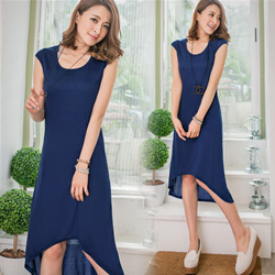 【衣芙日系】韓系美姬前短後長傘擺長洋裝(共4色)