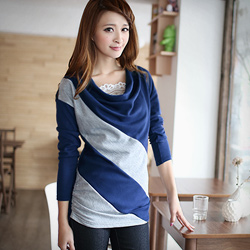 【衣芙日系】風靡首爾配色垂領長袖上衣S-L (共5色)原價220 限時優惠168