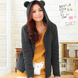 【衣芙日系】俏皮注目兔耳朵刷毛連帽外套(共4色)