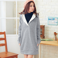 【衣芙日系】甜美簡約大V領毛茸茸厚刷毛帽T(共2色)