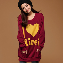 【衣芙日系】休閒熱浪愛心字母刷毛口袋長T(共2色)