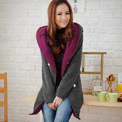 【衣芙日系】絕美序曲玫瑰領排釦連帽刷毛外套(共3色)原價399