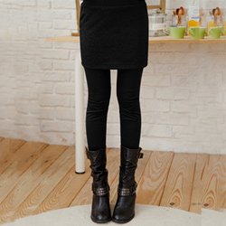 【衣芙日系】俏麗質感厚毛呢假兩件內搭褲(共2色)